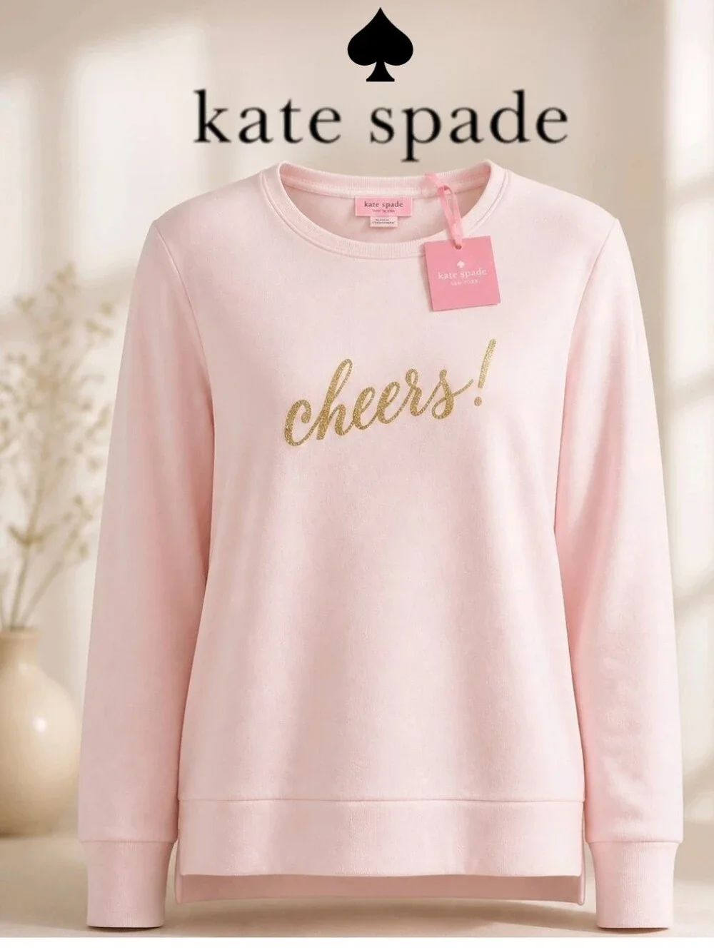 kate spade Pink Crewneck Sweatshirt with Gold 